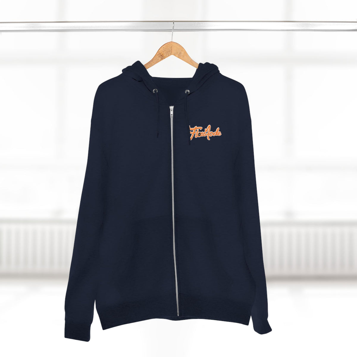 Floss Mode Script Zip Hoodie - Retro Orange Logo Zip-Up Hoodie