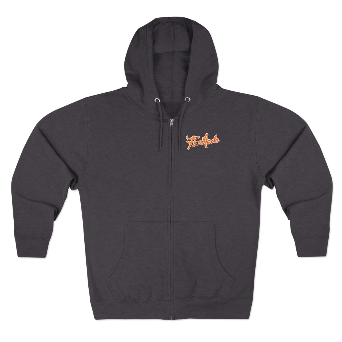 Floss Mode Script Zip Hoodie - Retro Orange Logo Zip-Up Hoodie