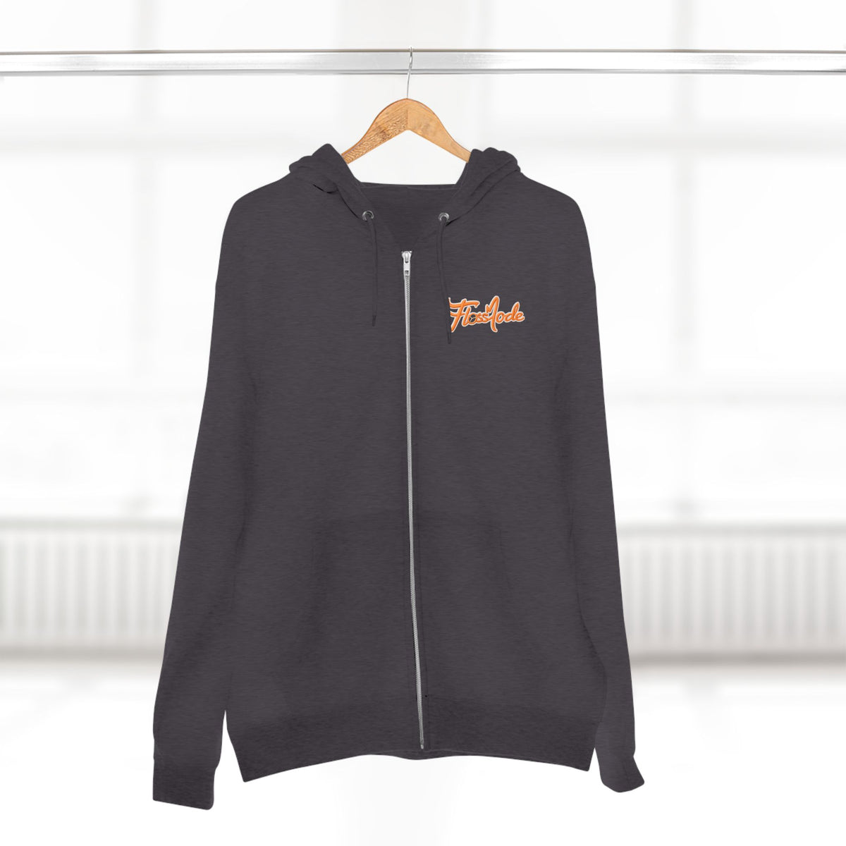 Floss Mode Script Zip Hoodie - Retro Orange Logo Zip-Up Hoodie