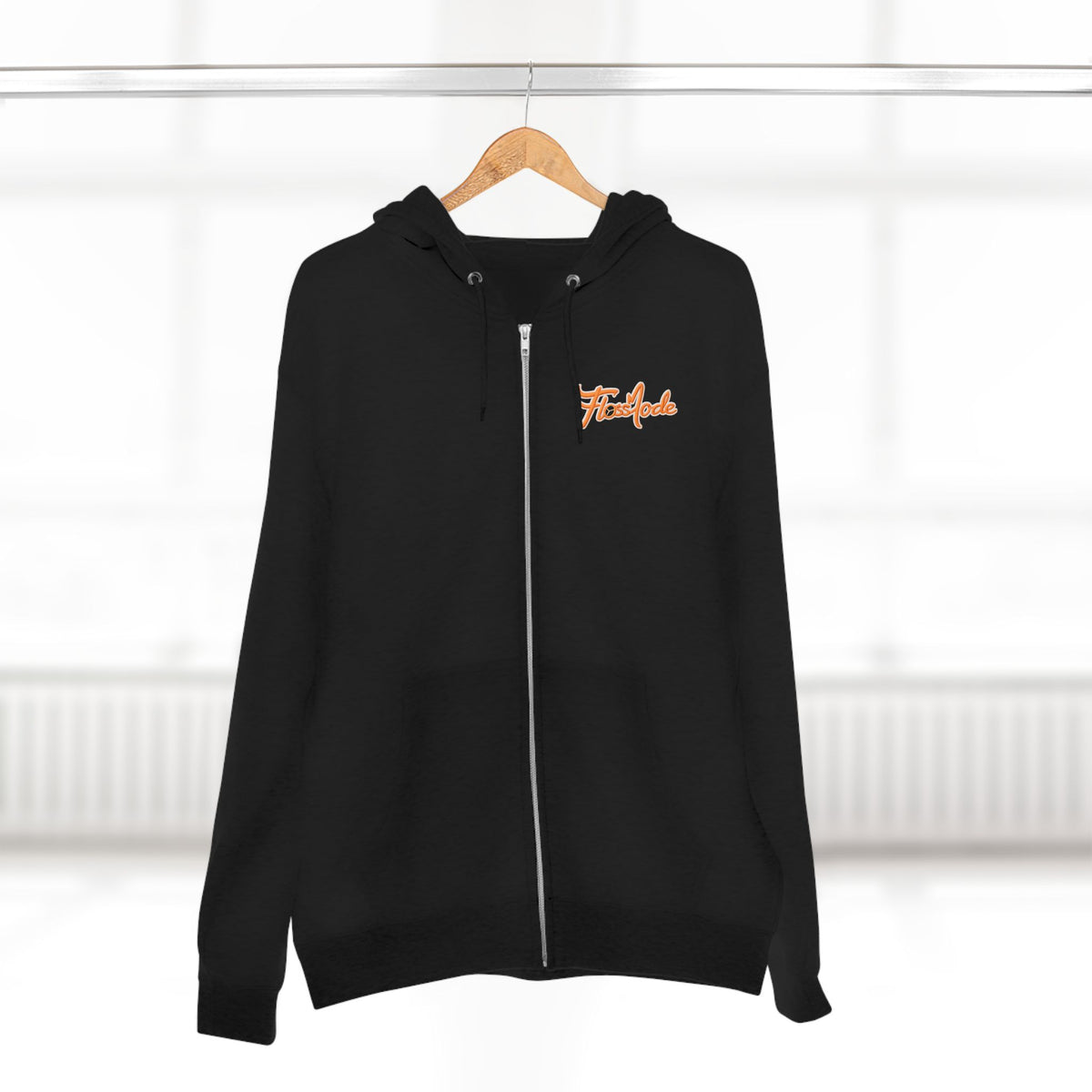Floss Mode Script Zip Hoodie - Retro Orange Logo Zip-Up Hoodie