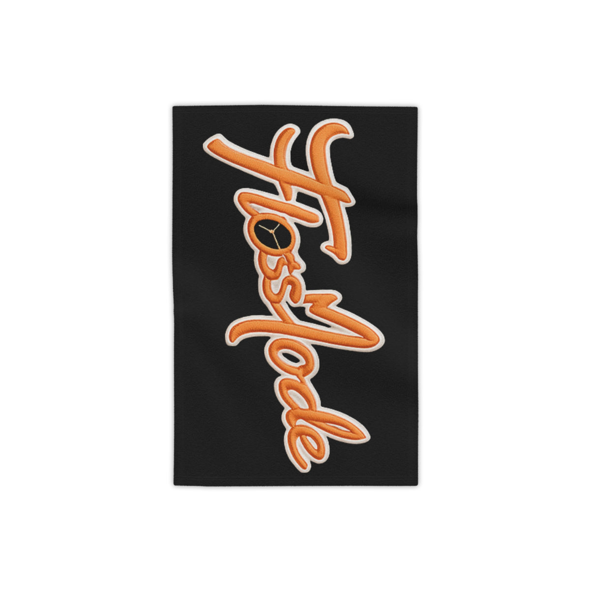 FlossMode Beach Towel — Retro Script Orange Logo on Black